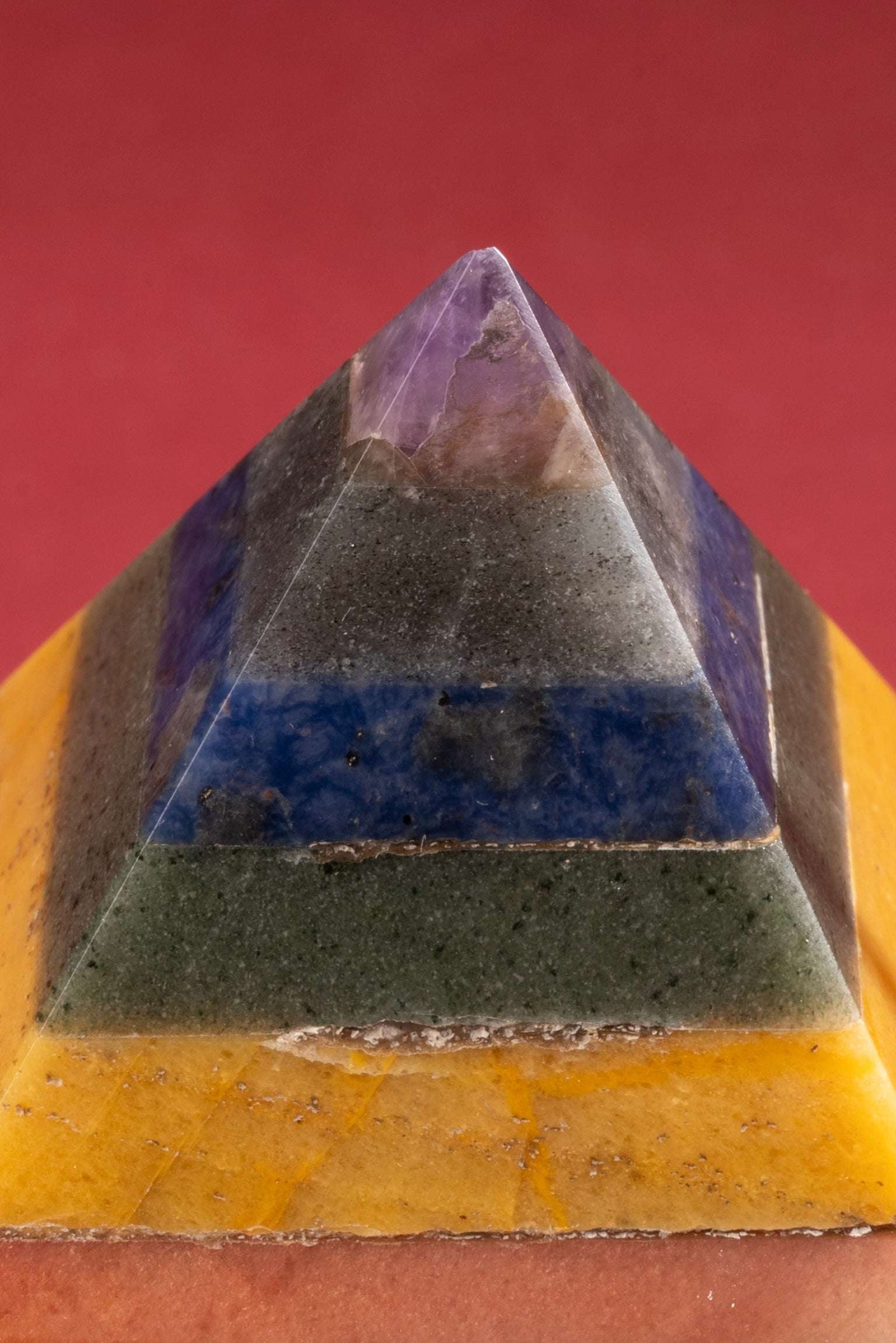 Handcrafted energy pyramid for balancing root to crown chakra