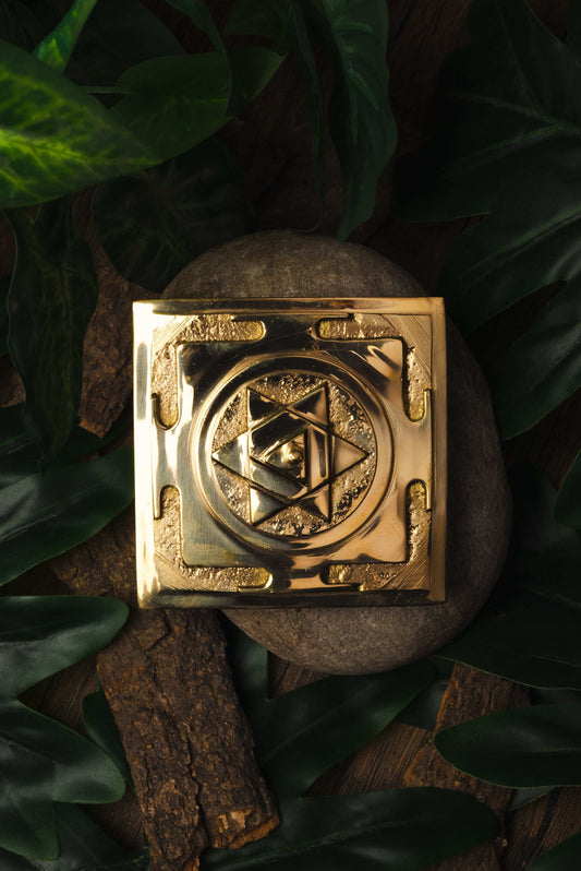Sacred brass Kuber Yantra for home or office prosperity rituals