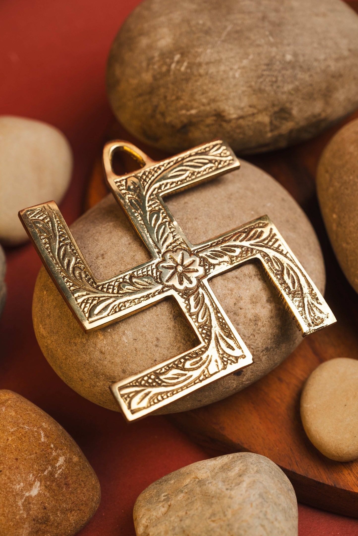 Brass Swastik wall hanging for Vastu, prosperity, and divine protection