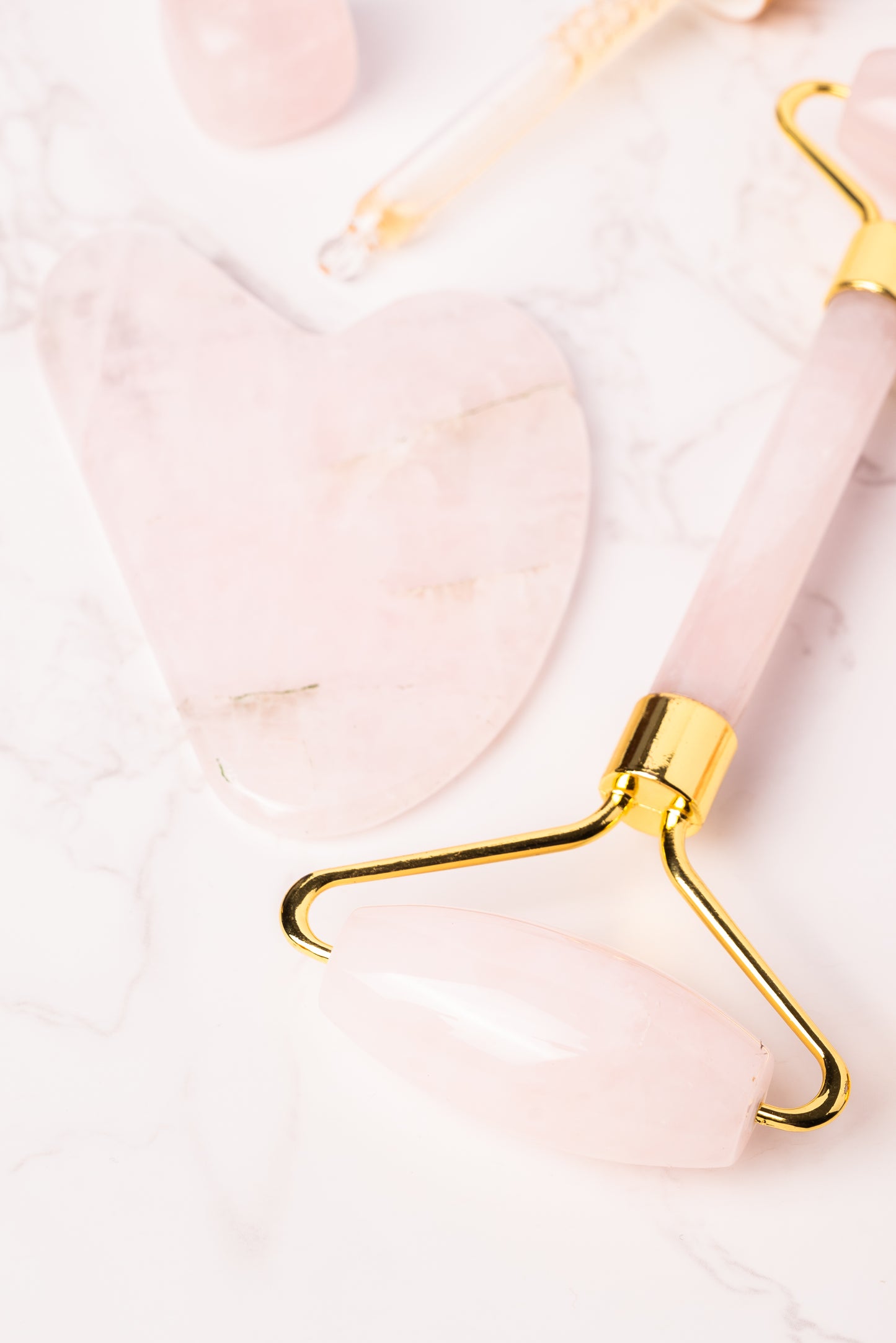 Rose quartz skincare set for emotional healing and youthful glow