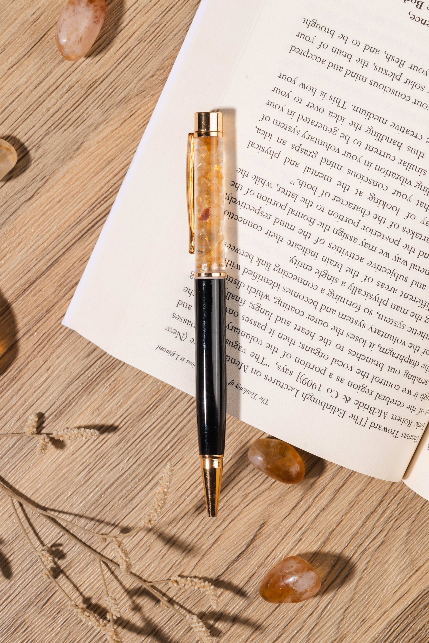 Citrine pen for abundance, confidence, and manifestation scripting