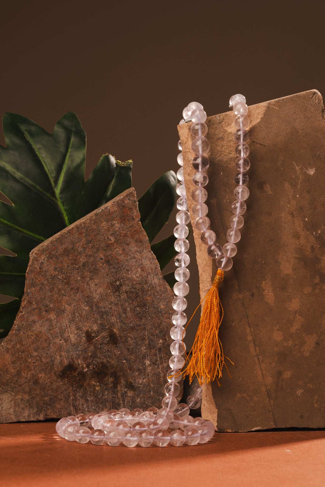 Clear quartz jaap mala for meditation, clarity, and energy healing