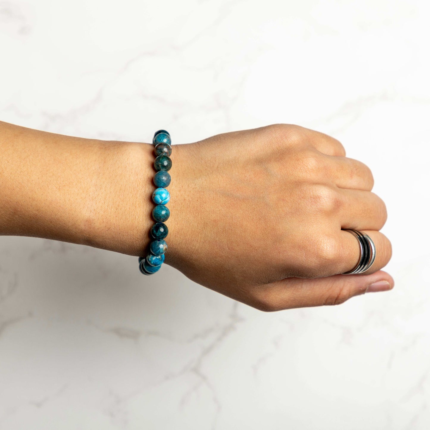 Blue Apatite Bracelet for Manifestation, Focus & Self-Expression
