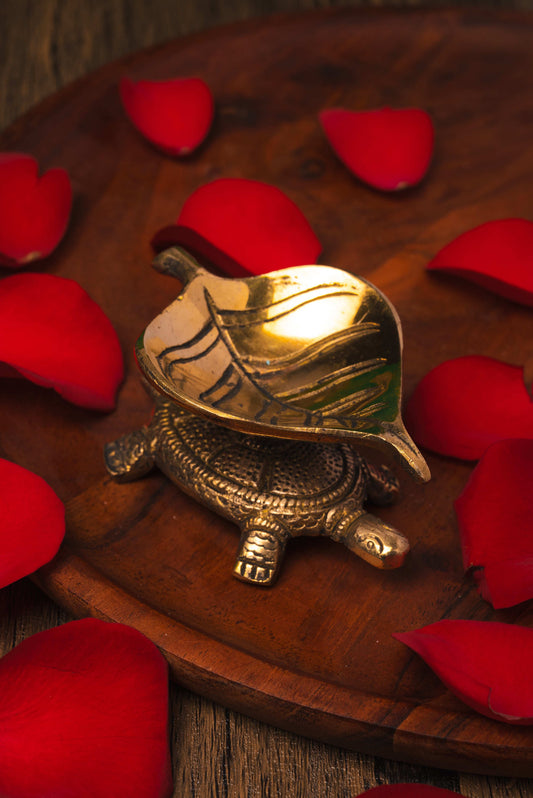 Brass turtle diya for light, protection, and vastu energy