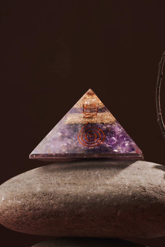 Amethyst orgonite pyramid for intuition and aura protection