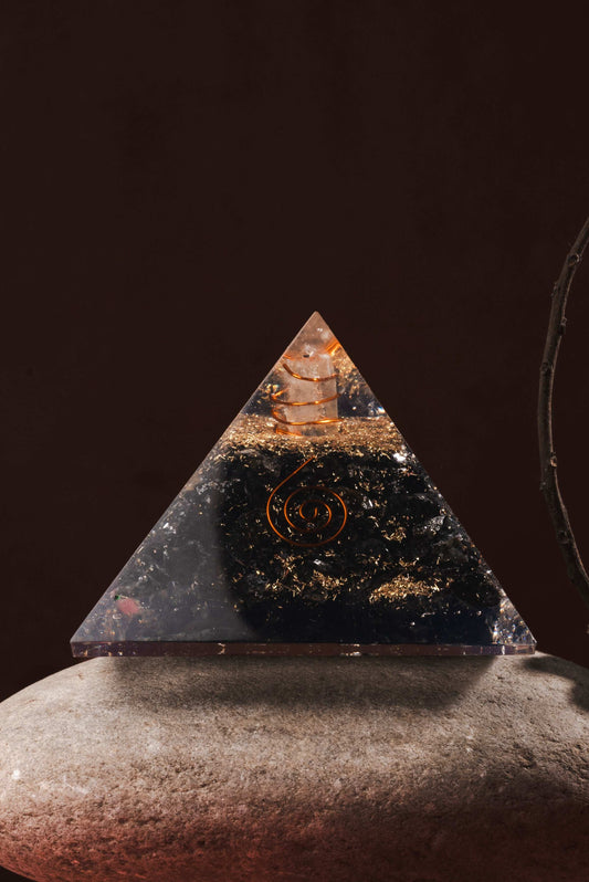 Black tourmaline orgonite pyramid for protection and grounding