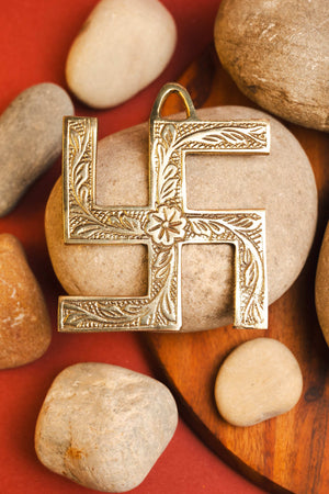 Brass Swastik Wall Hanging for Protection, Prosperity & Vastu Harmony