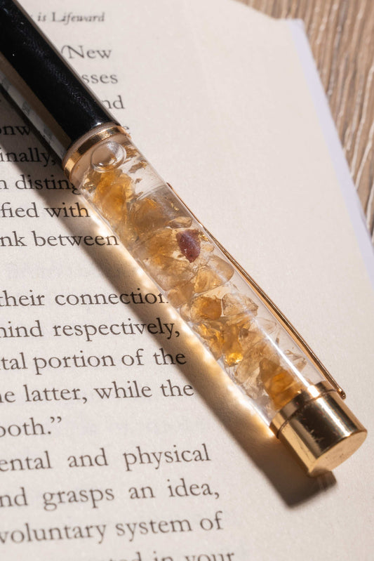 Luxury citrine pen for affirmations, vision journaling, and creative energy