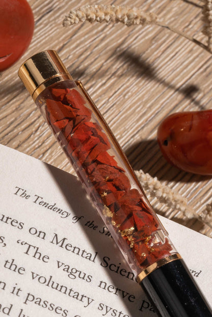 Luxury red jasper writing pen for leaders, doers, and manifestors