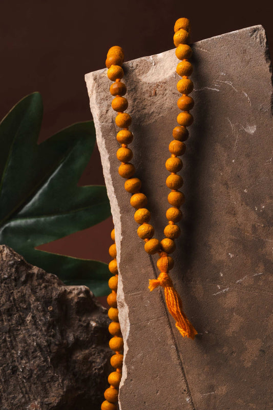 Sacred turmeric mala for Devi worship and Guru japa practices
