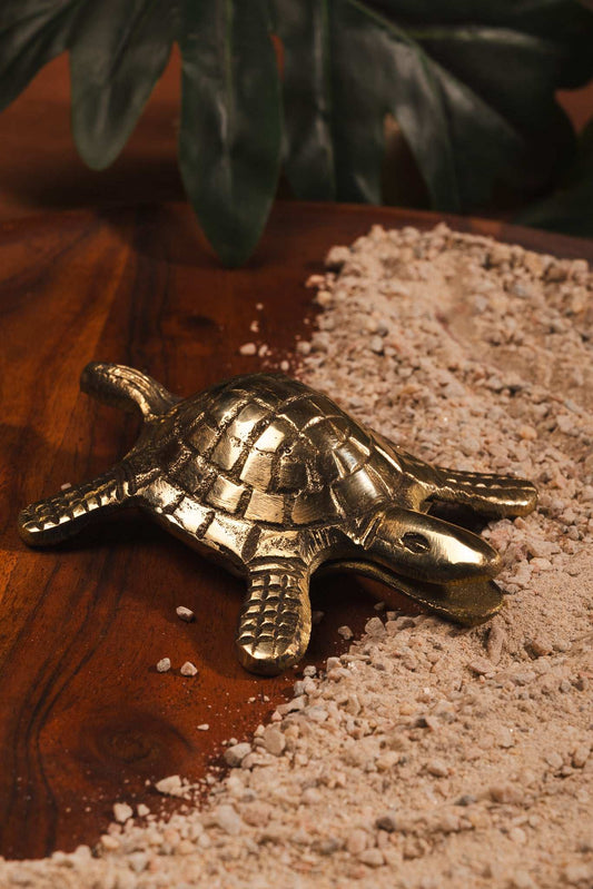 Brass turtle with Kuber Yantra for wealth, protection, and Vastu energy