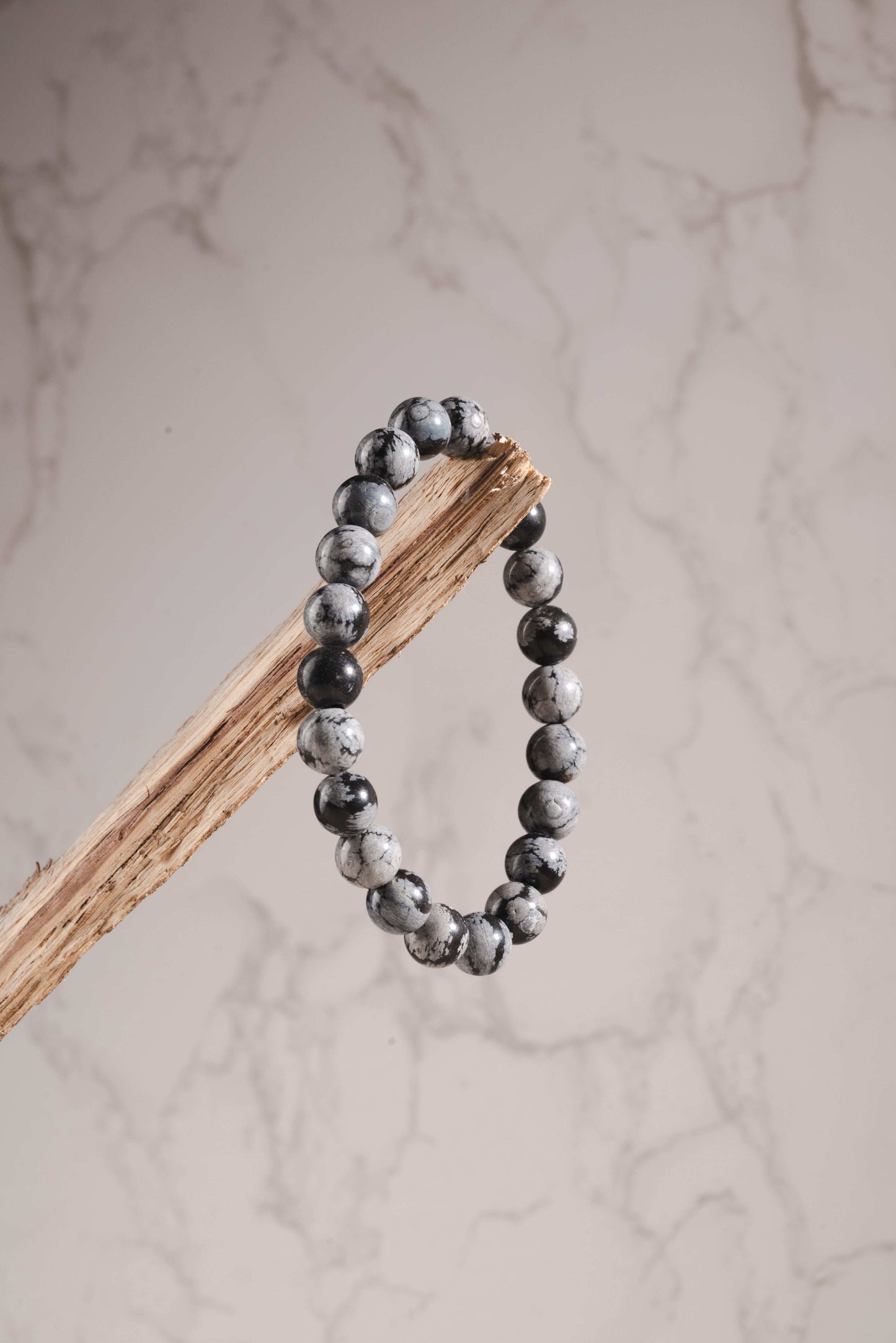 Snowflake obsidian bracelet for emotional detox and grounding