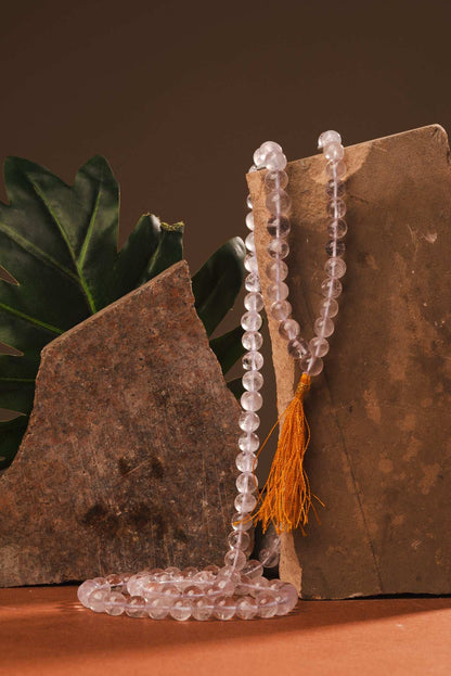 Clear quartz jaap mala for meditation, clarity, and energy healing
