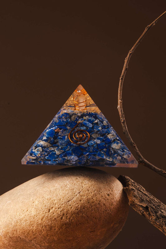 Lapis lazuli orgonite pyramid for communication and truth
