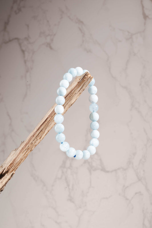 Aquamarine bracelet for emotional healing and throat chakra balance