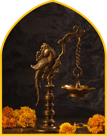 Brass Peacock Hanging Diya with 5 Flames for Divine Light