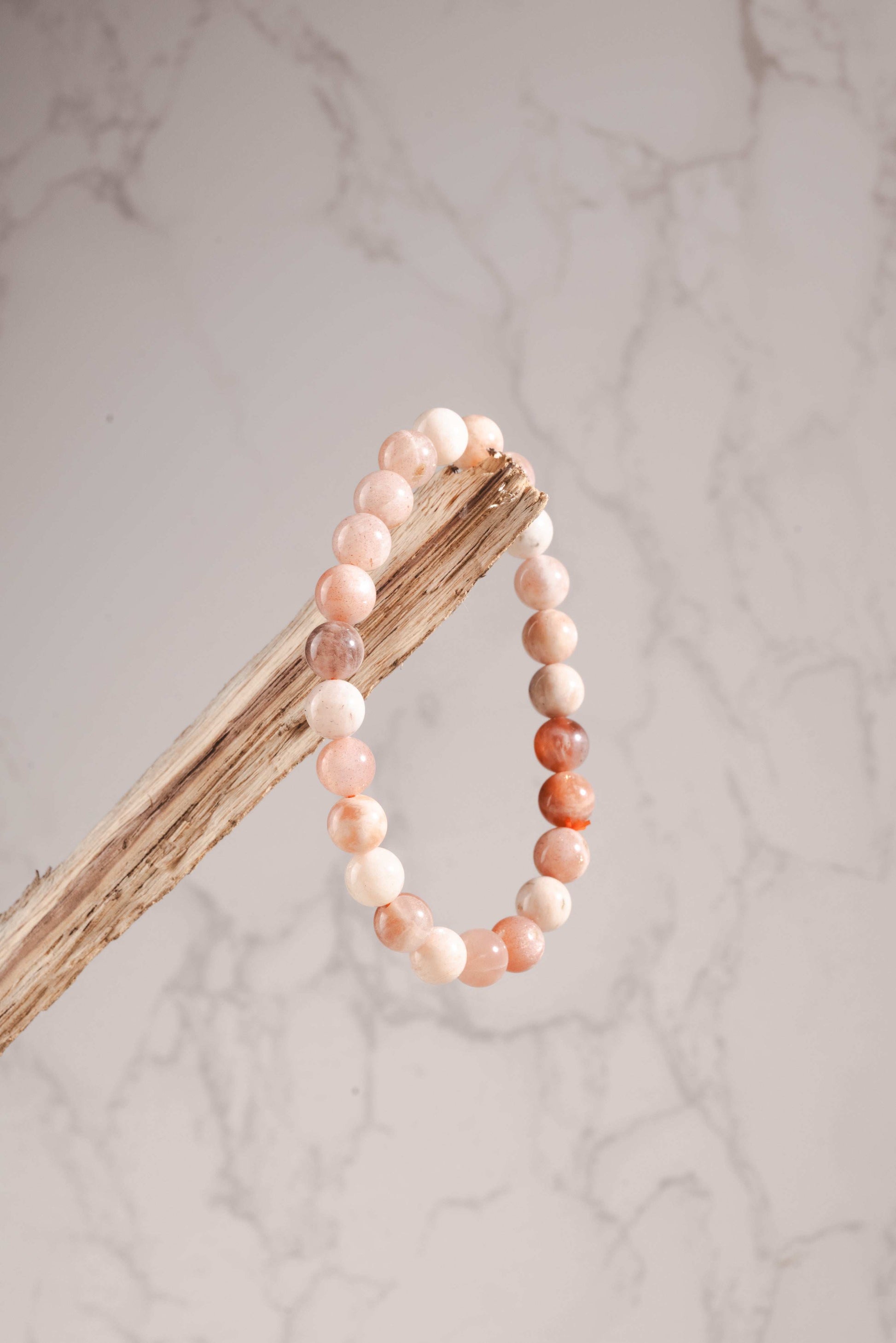 Peach moonstone bracelet for emotional healing and feminine energy