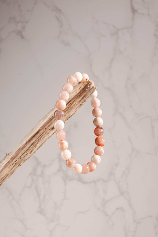 Peach moonstone bracelet for emotional healing and feminine energy