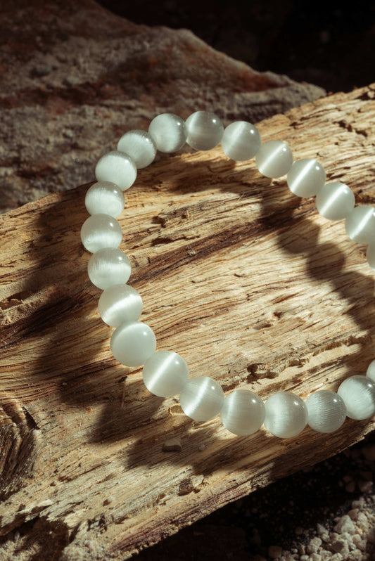 Natural selenite jewelry for energy healing and protection