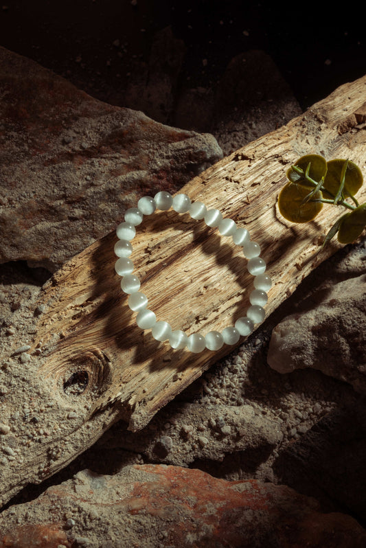 Selenite bracelet for aura cleansing, clarity, and spiritual purity
